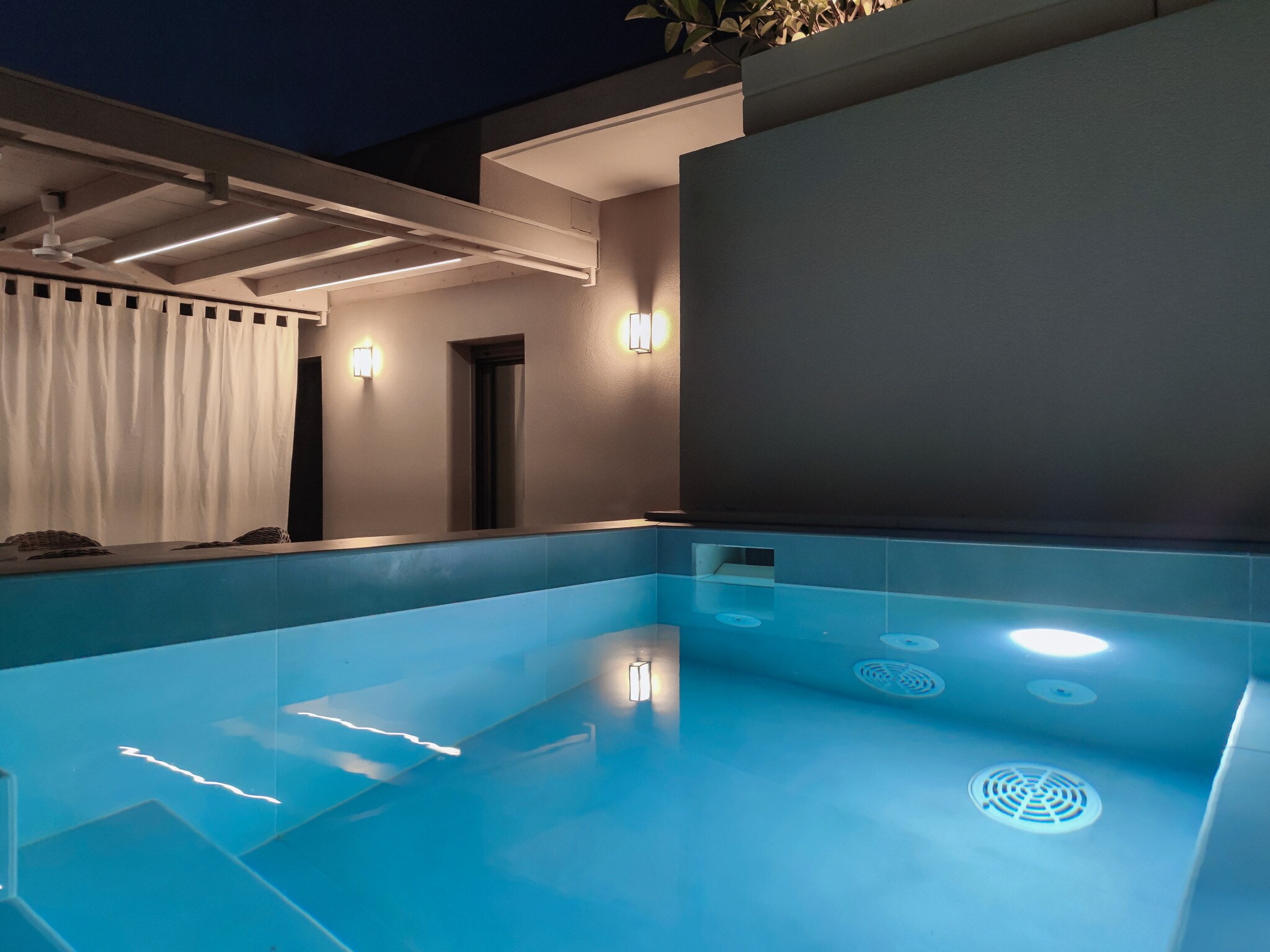 Swimming pool area of Modern Luxury Apartment,mini pool, spa,Full Facilities,Rethymno,Crete