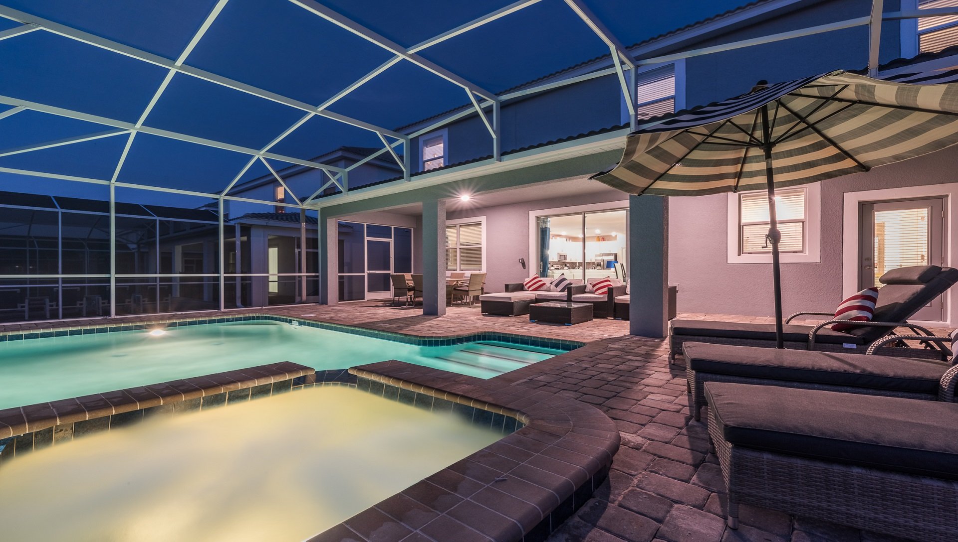 You'll have the screened in spa and pool all to yourself