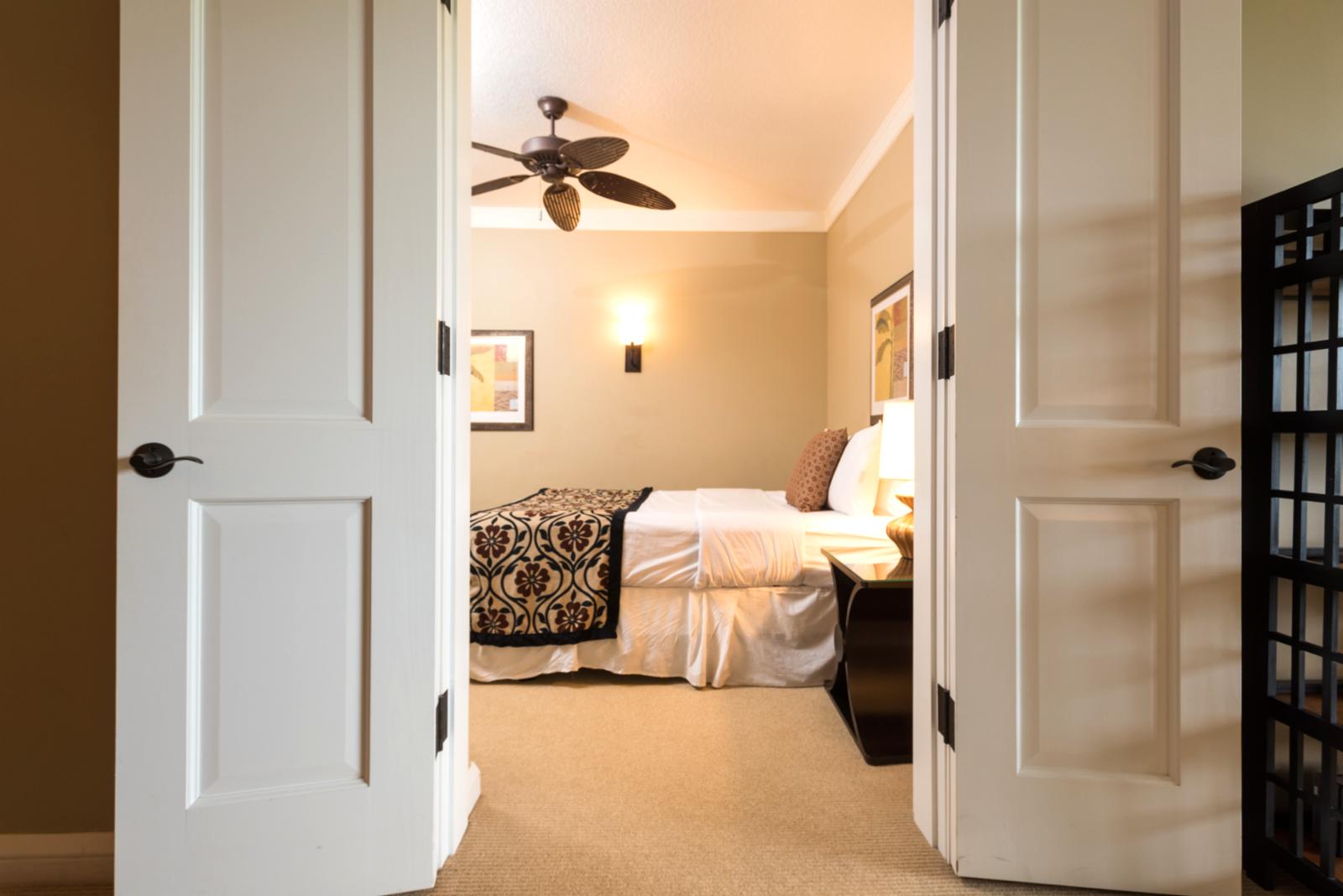 Entryway of den bedroom - both doors open.