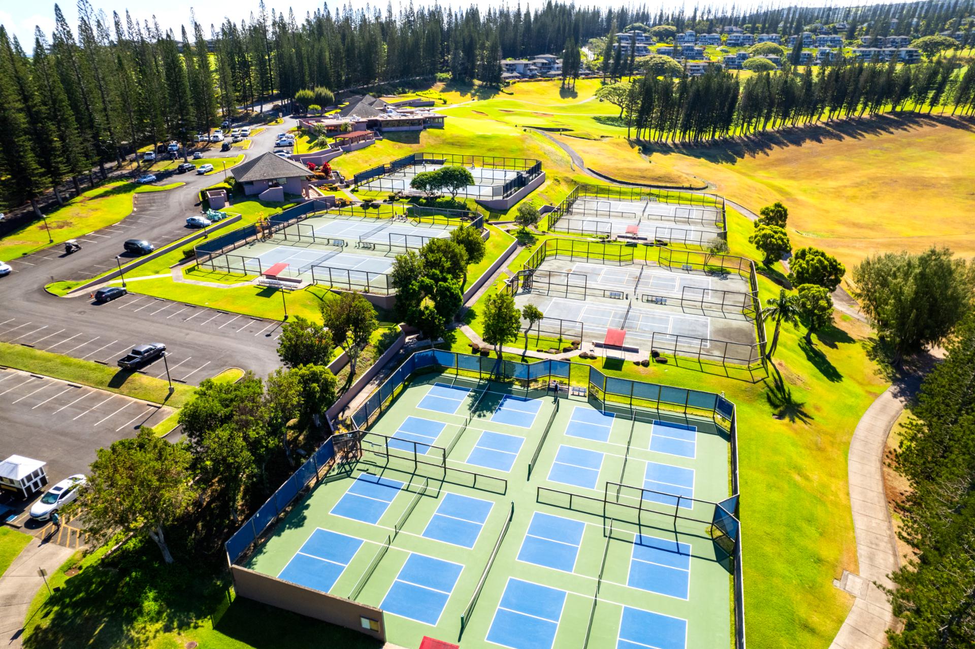 Challenge yourself or a friend on the pristine tennis courts at Kapalua Golf Villas. Play surrounded by lush tropical scenery and warm Hawaiian sunshine. Challenge yourself or a friend on the pristine tennis courts at Kapalua Golf Villas. Play surrounded by lush tropical scenery and warm Hawaiian sunshine.