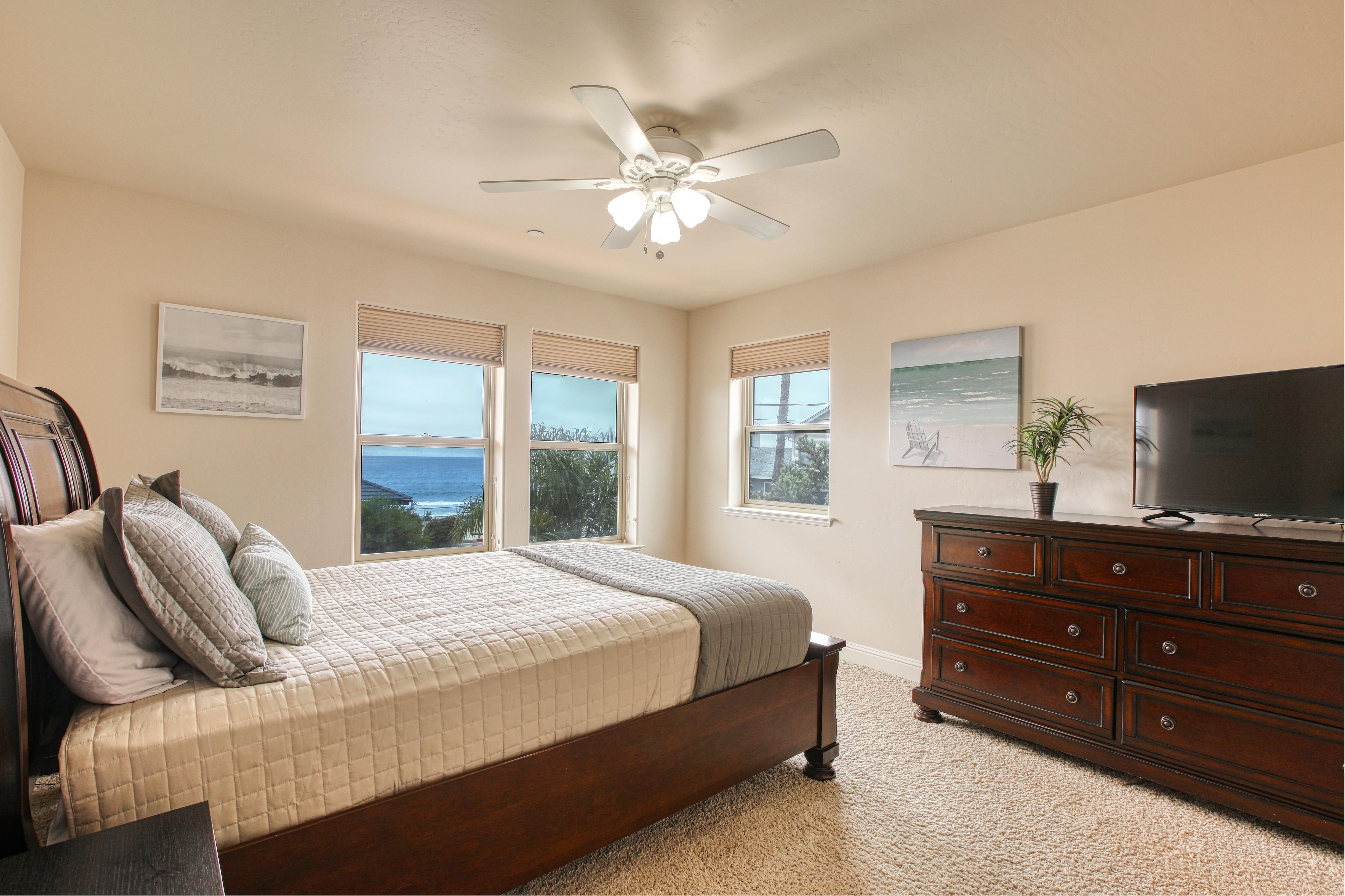 Bedroom with coastal views. 