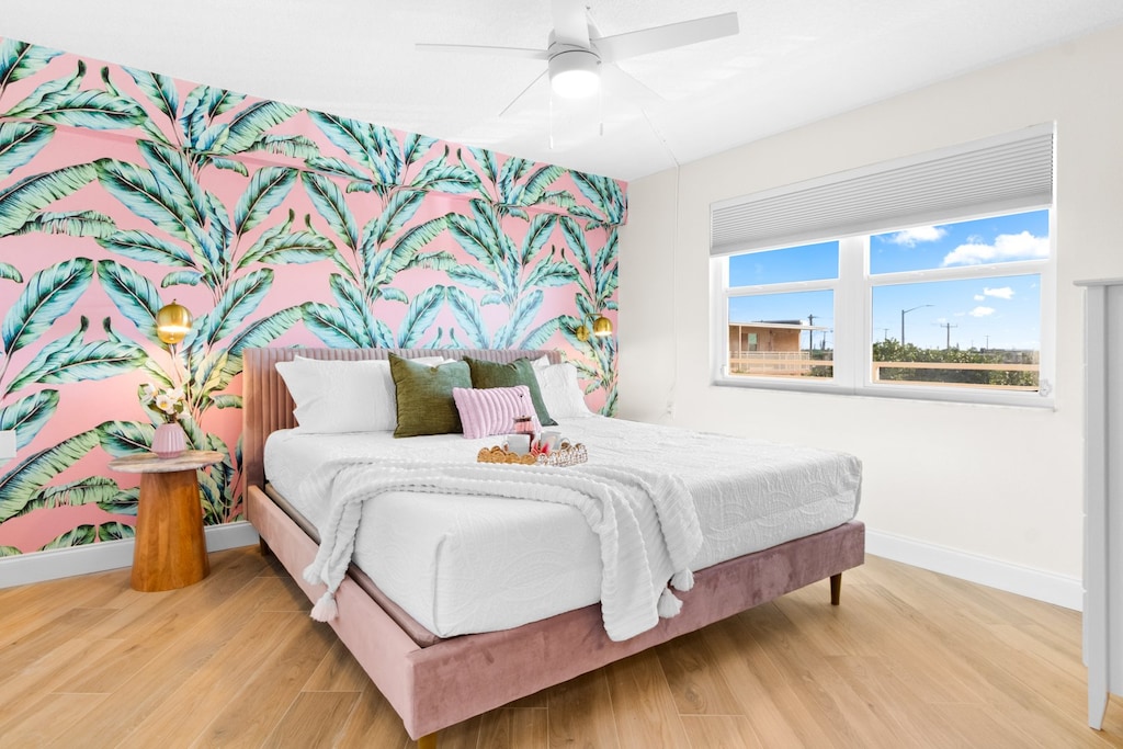 Master bedroom: Plush king bed & TV