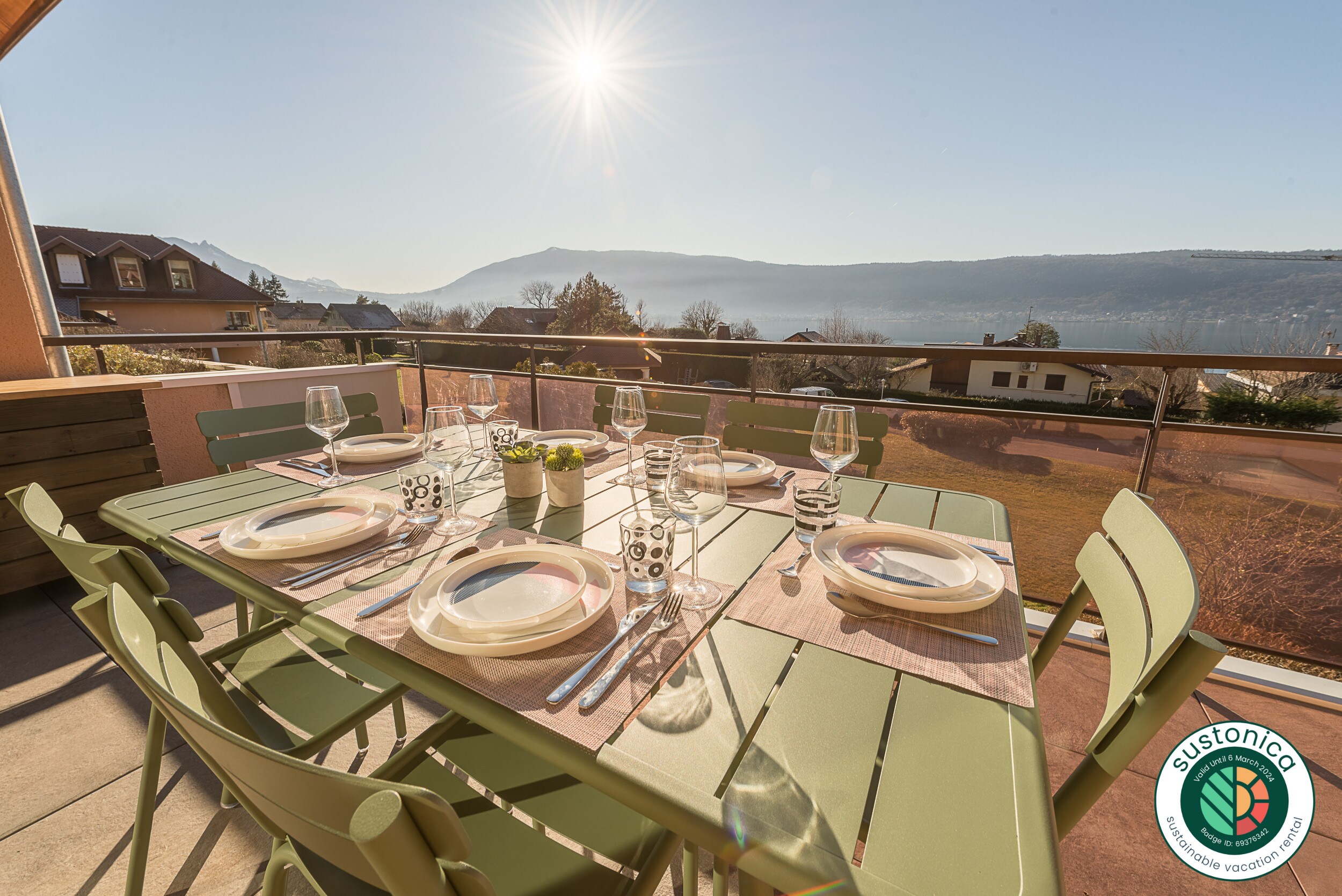 Balcony with lake view