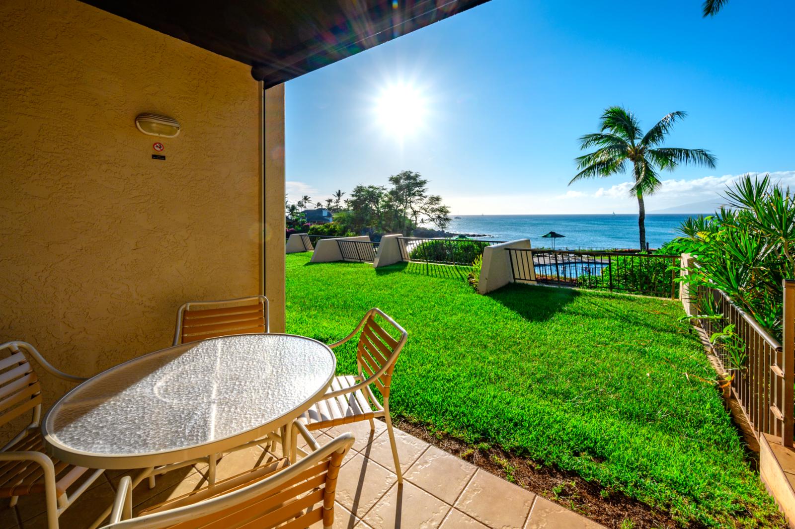 Private balcony with shared lawn access