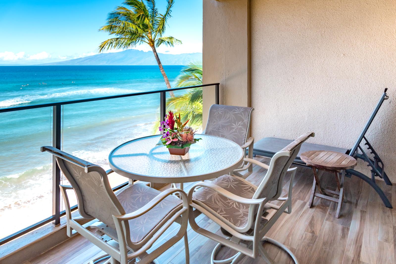 Upgraded flooring and alluring aqua marine views, this is Maui!