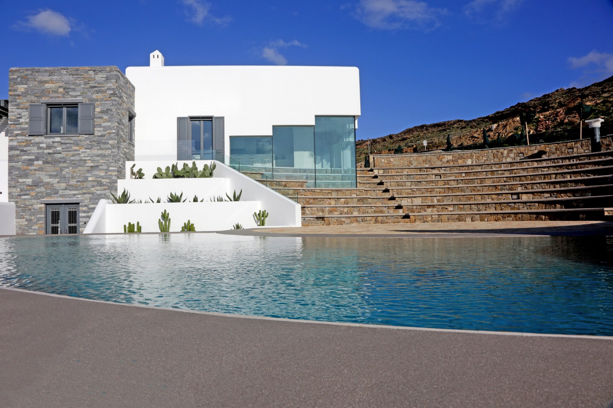 Property Image 1 - Elegant White Villa steps to the Famous Panormos Beach