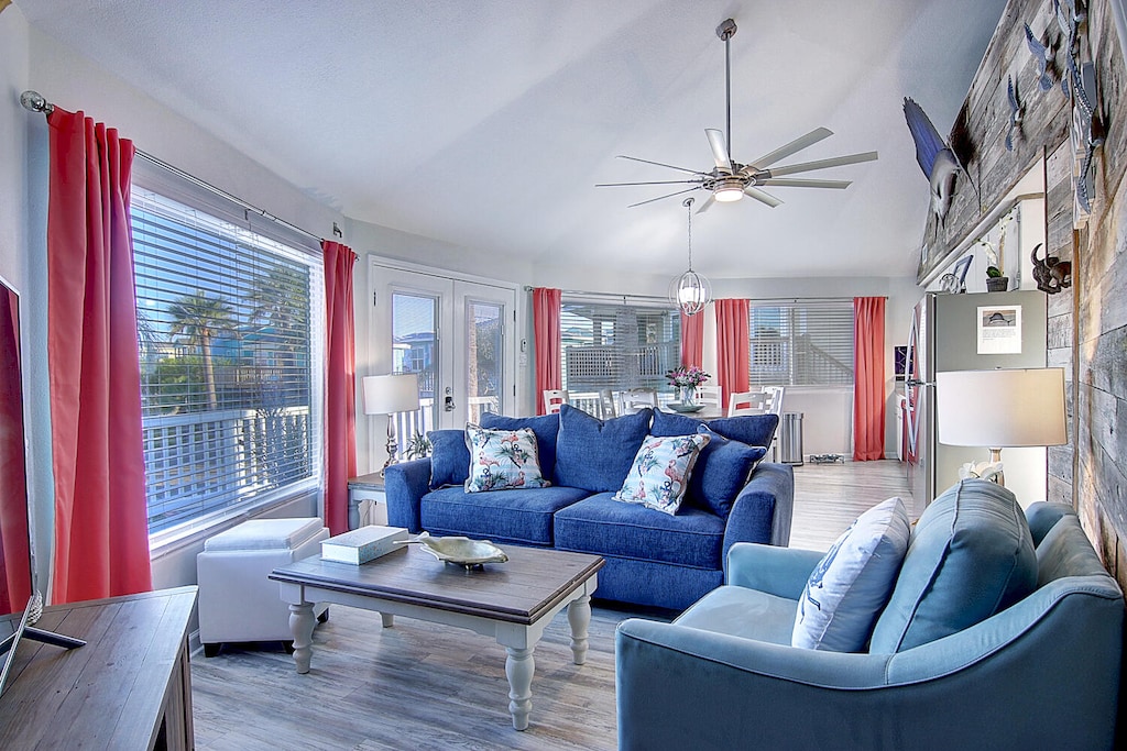 Living area . Cozy living area surrounded by windows! 