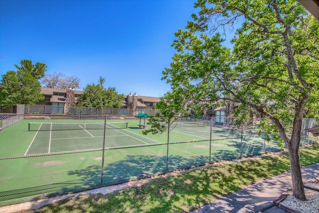 Tennis courts located right outside your backdoor.