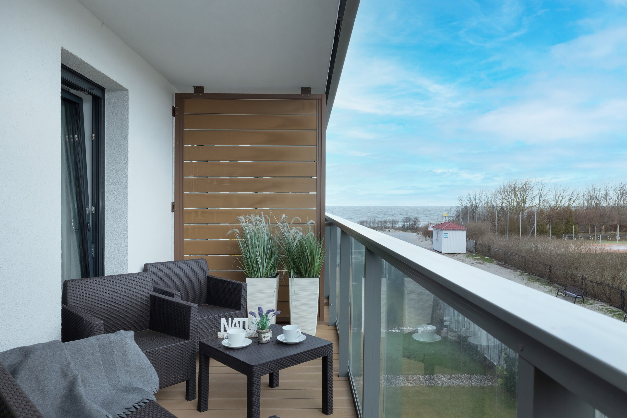 Balcony of Gardenia Seaside Baltic Blue apartment with seaview