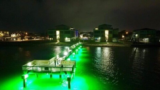 Channelview's Signature Pier - Illuminated by the Distinct Green Glow