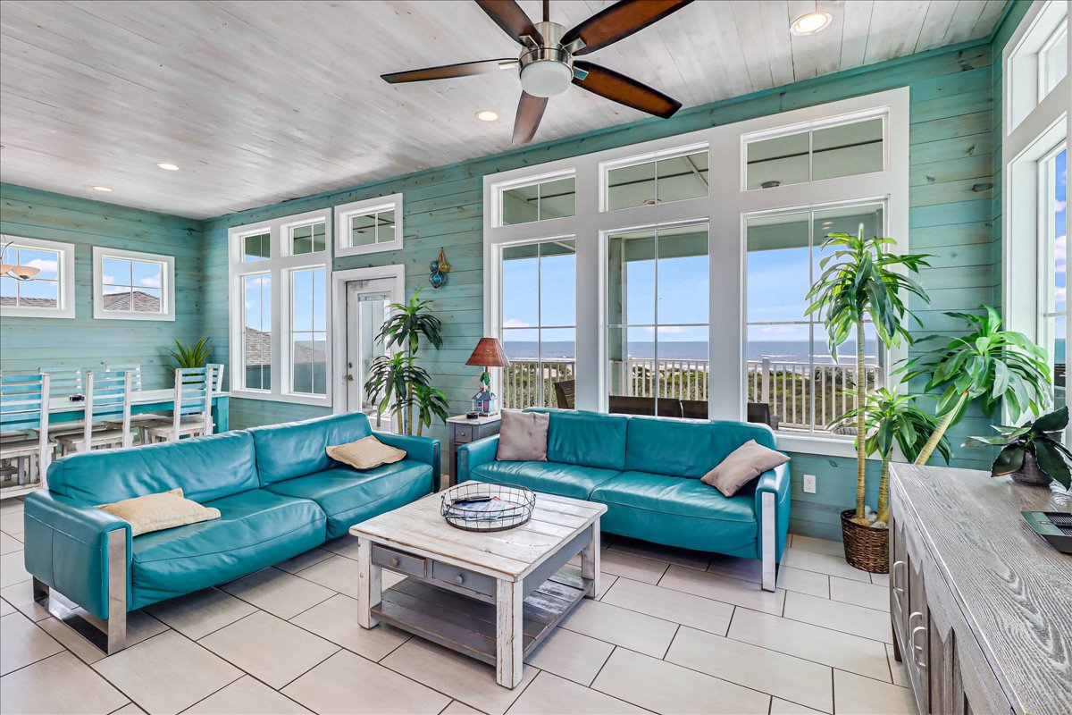 Indoor. Open family room with a view