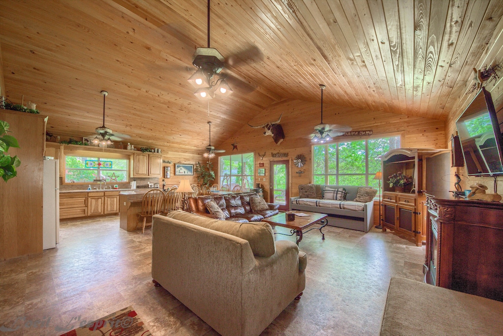 Open living room and kitchen. 