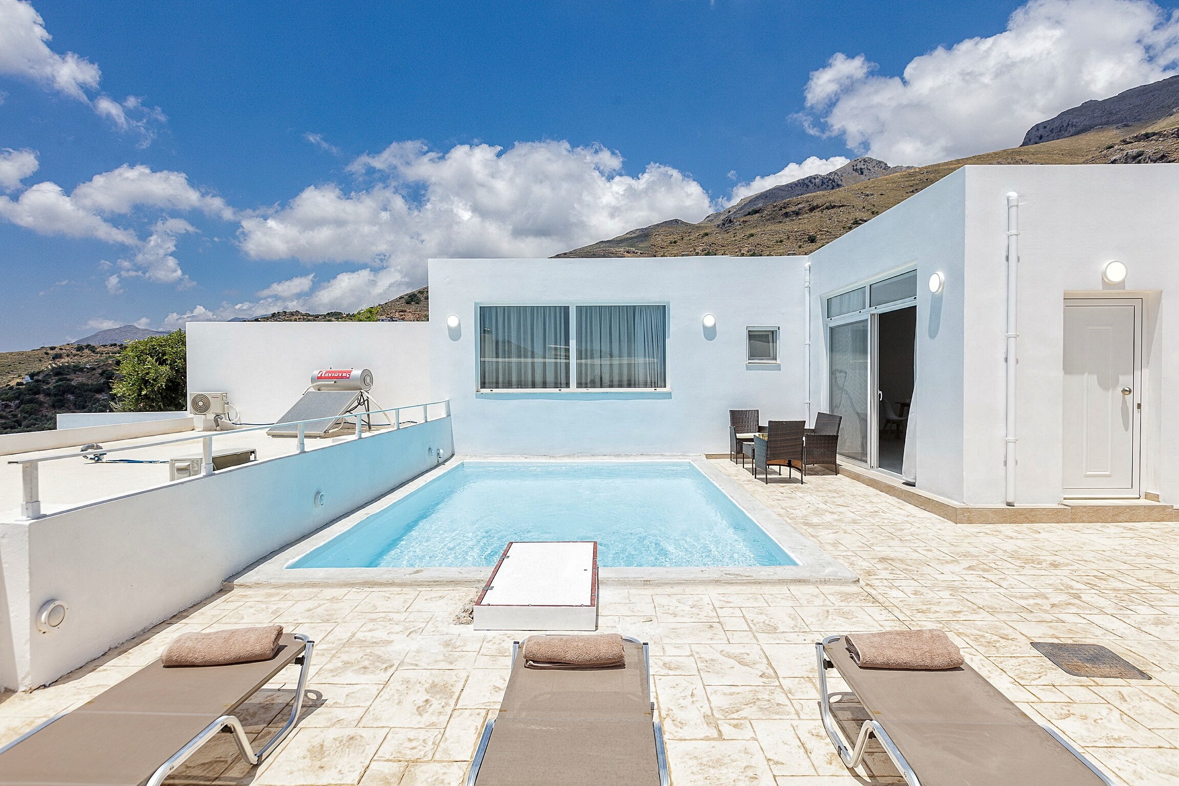 Swimming pool area of Beautiful villa,Great view,Private pool,Near tavern Mariou,Plakias,Crete