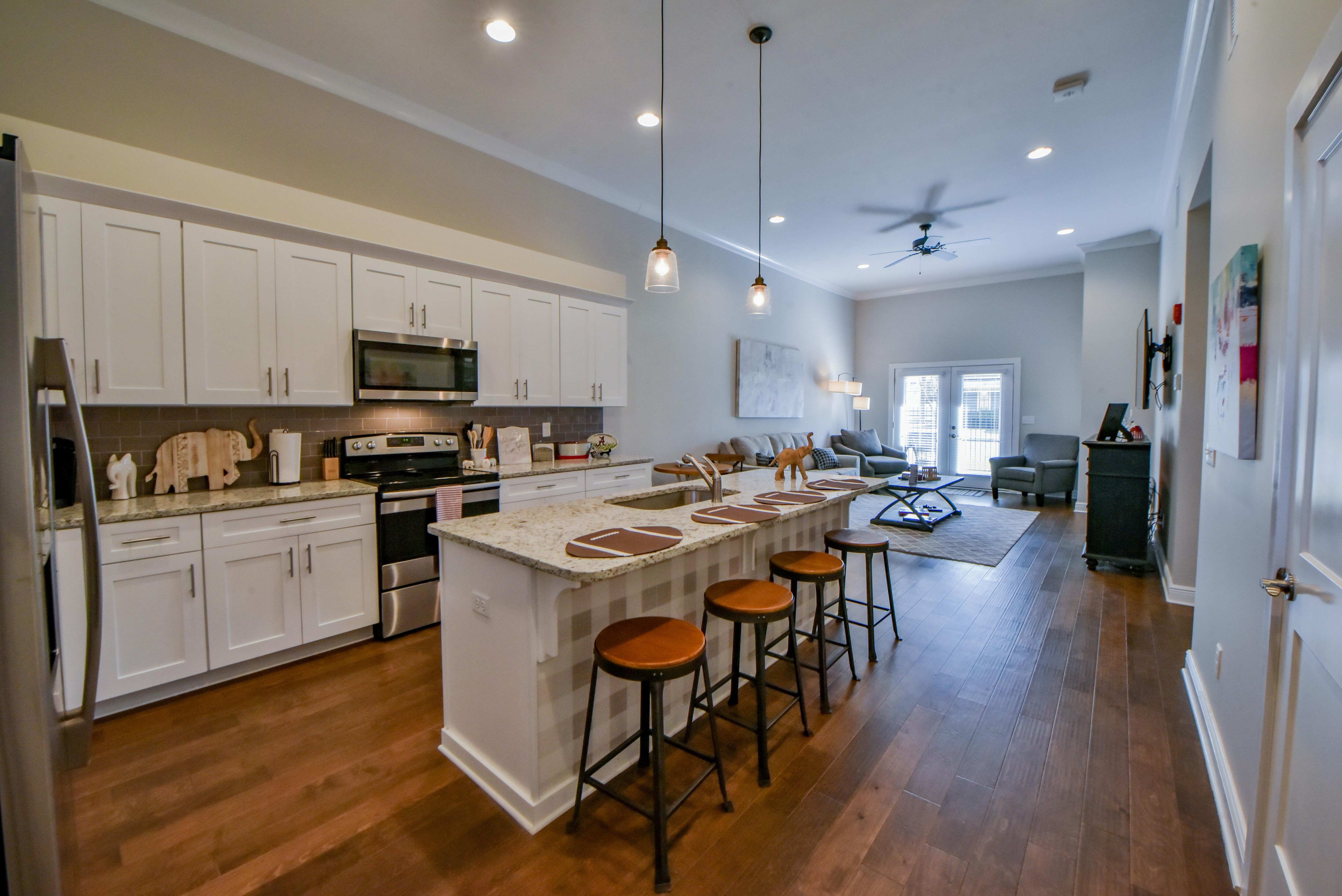 This gorgeous kitchen has everything you need to make game day or tailgating snacks.