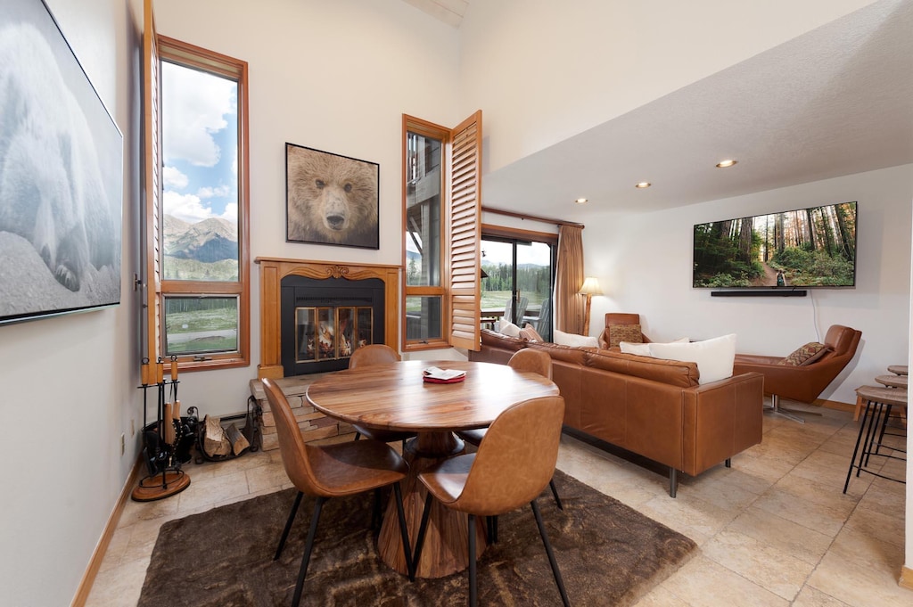 Main Living and Dining Space - Wood Burning fireplace (wood provided)