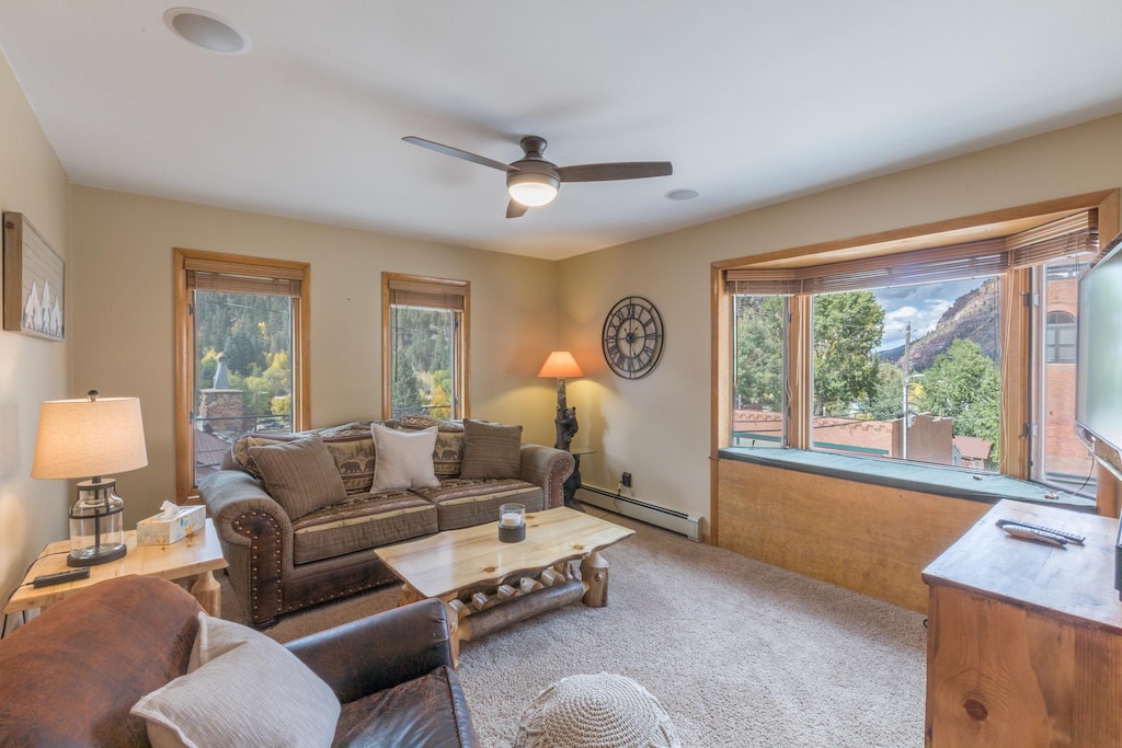 Ultra cozy living room with light and bright features. 