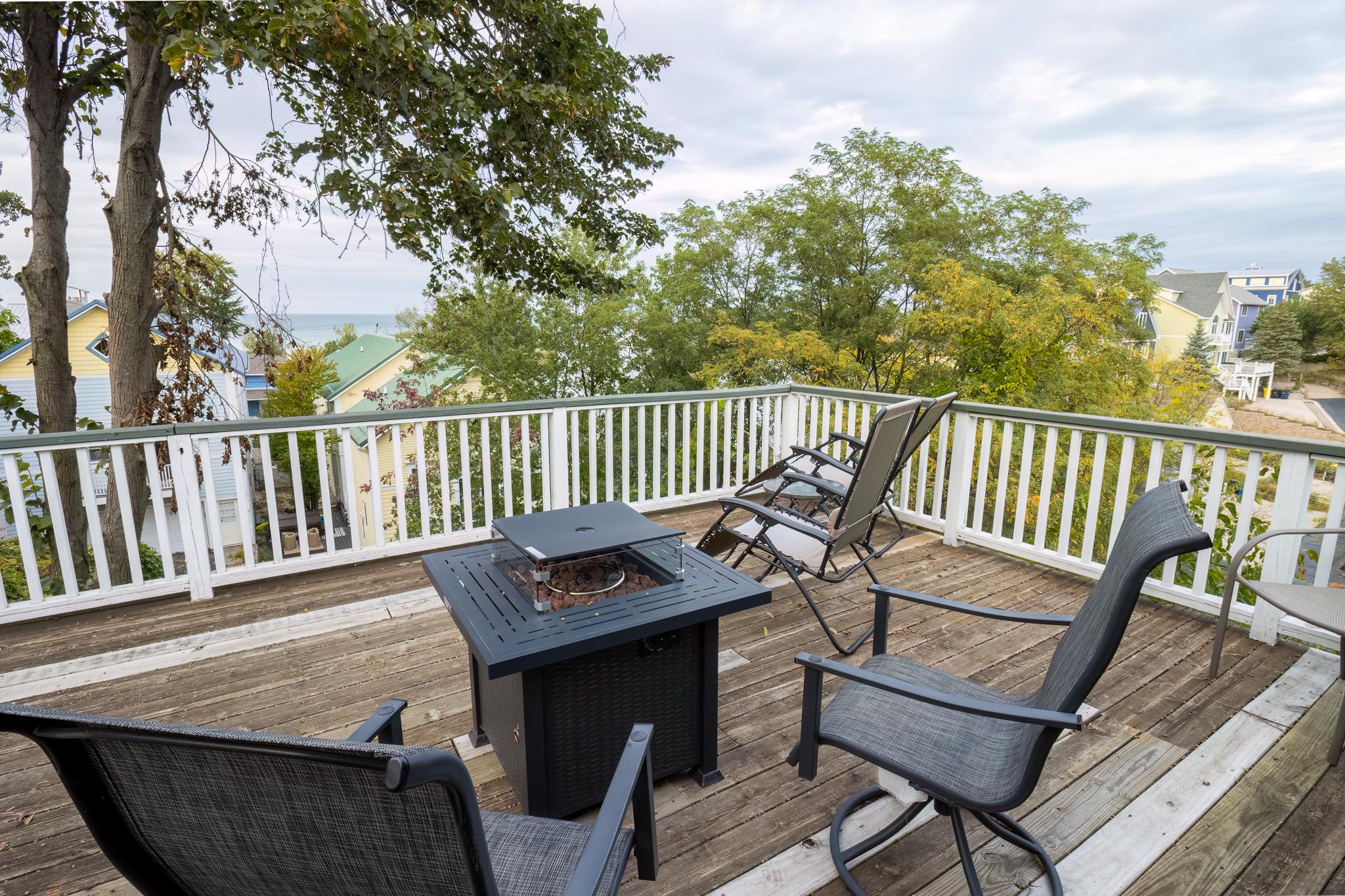 Third Level Lake Michigan View | Deck with Fire Pit
