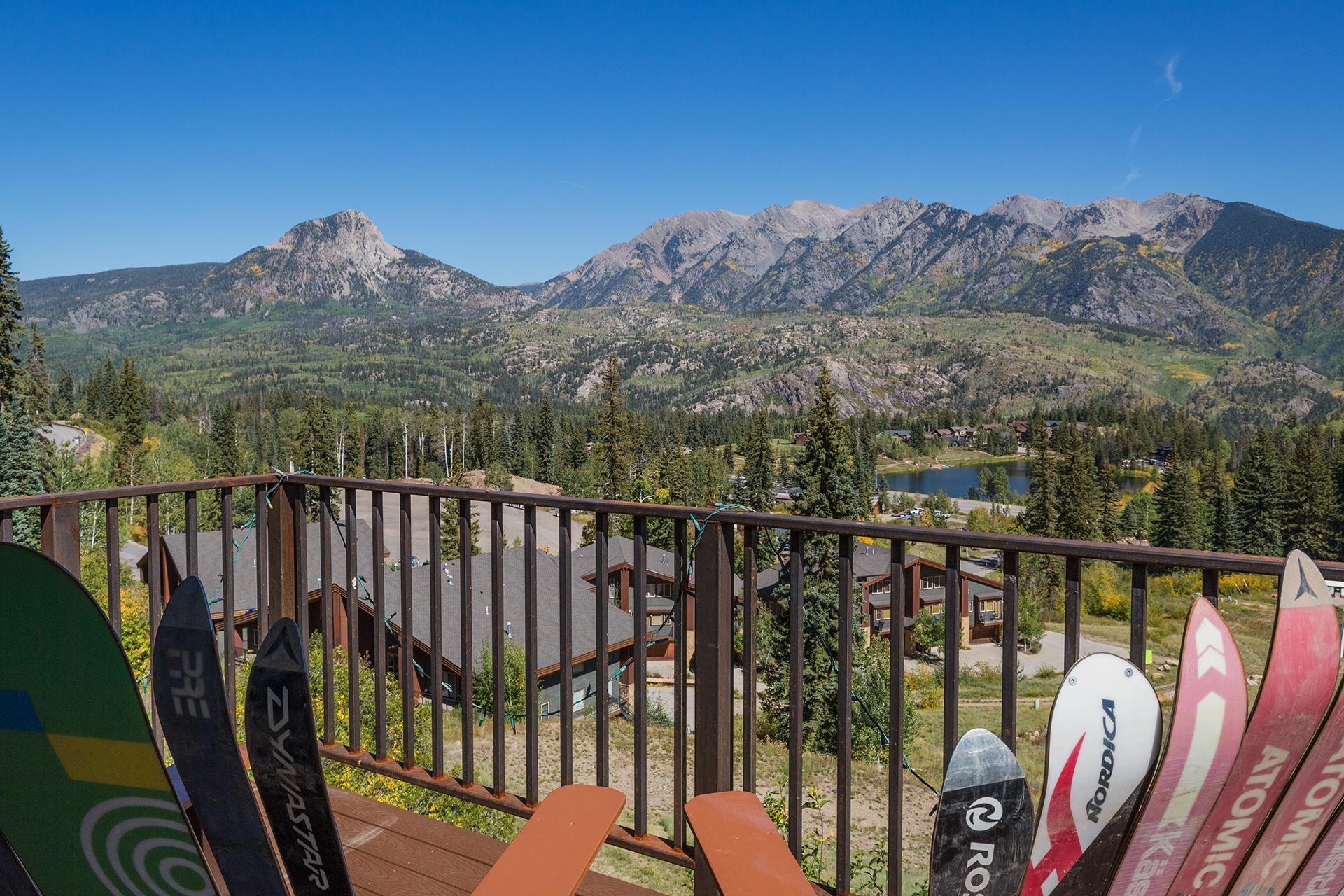 Awesome views of Spud Mountain and the Needles Range from the deck off the main living space