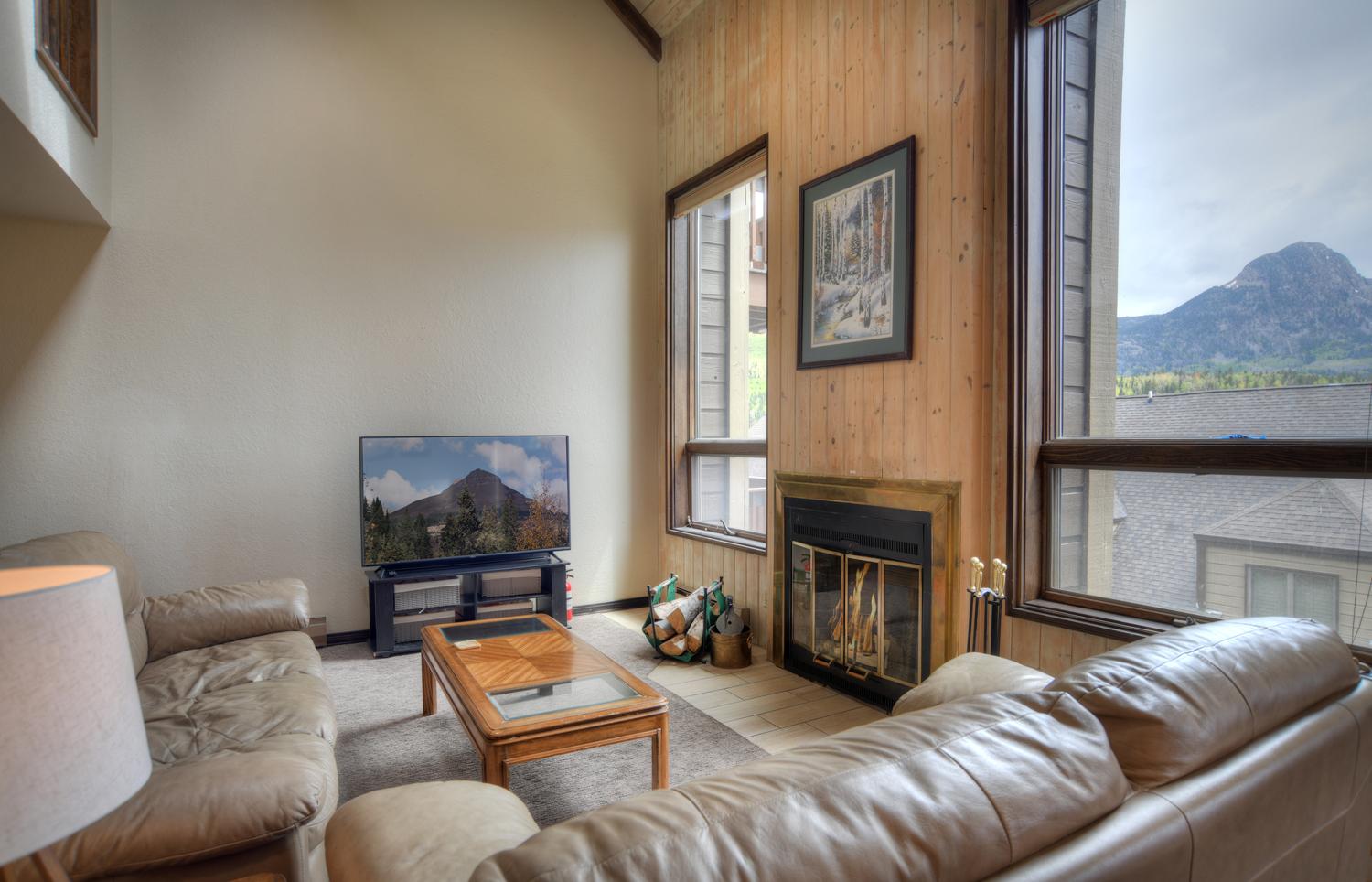 Living Area with Fireplace and Views