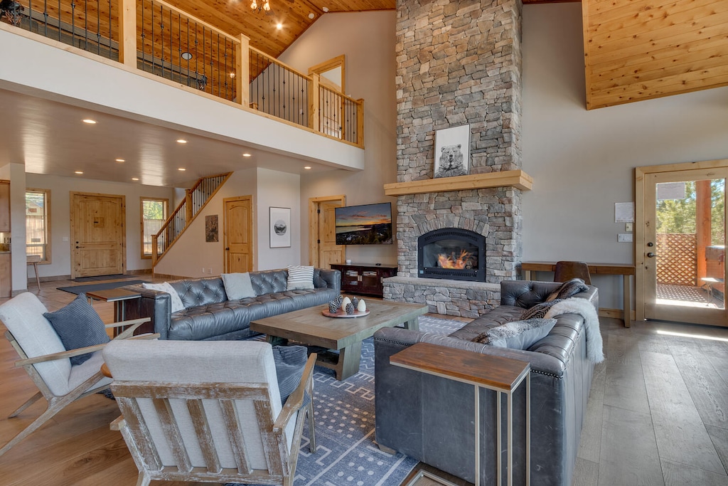 Living area with fireplace