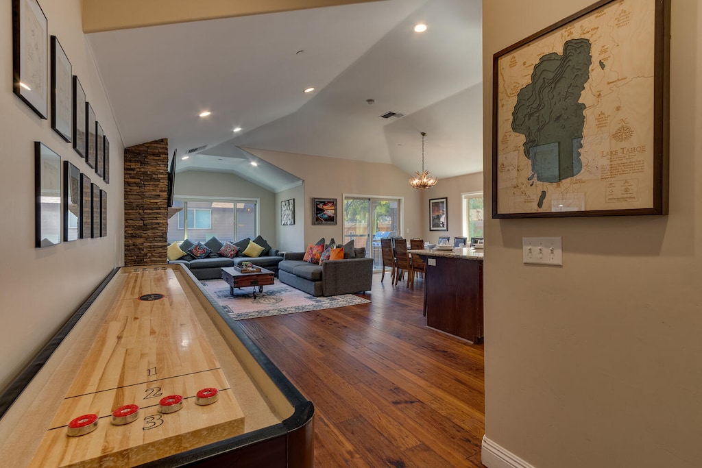 Shuffle board in living area