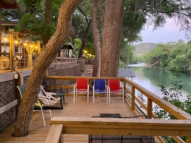 Relax on the beautiful deck by the water!
