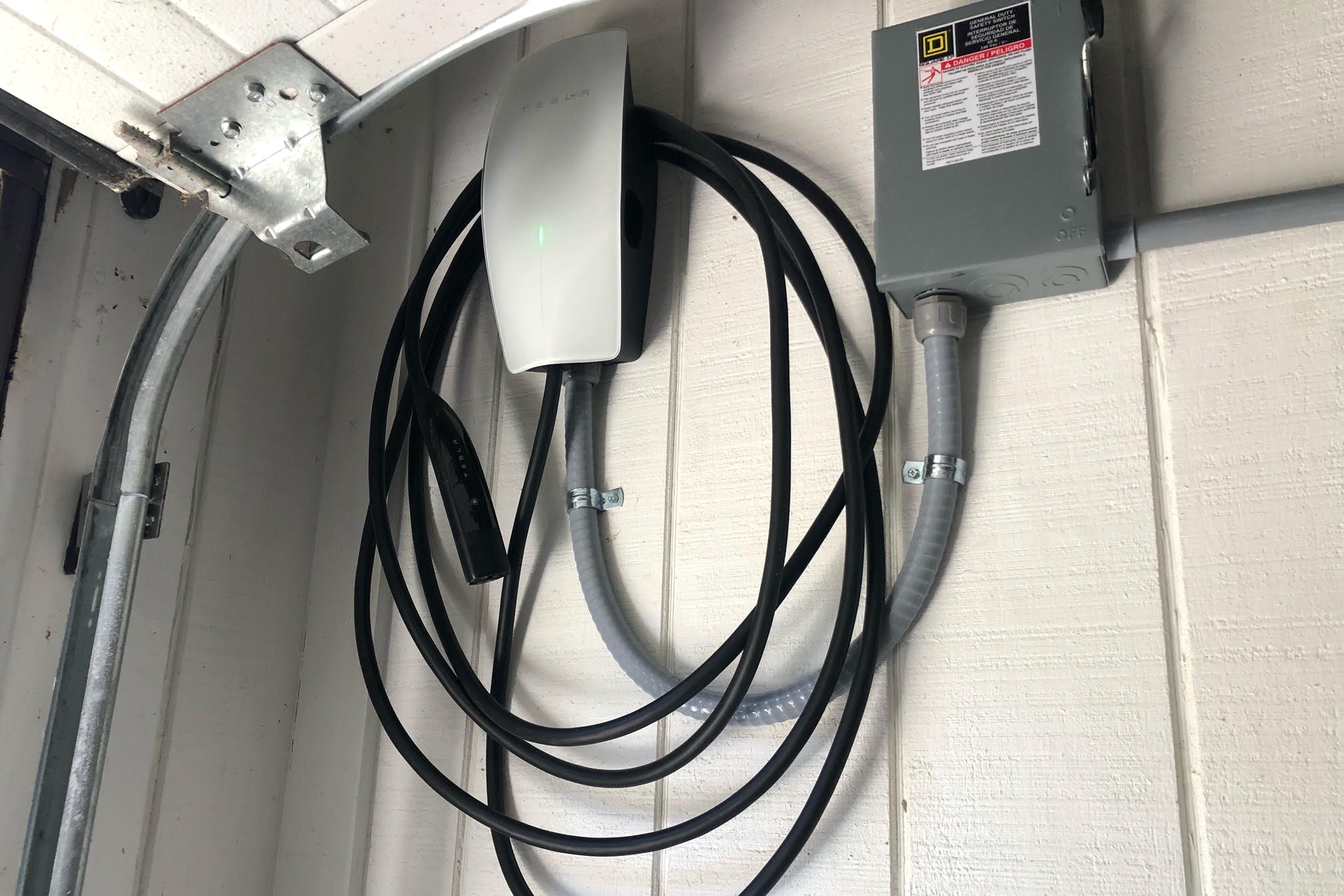 Electric Vehicle Charger in Garage