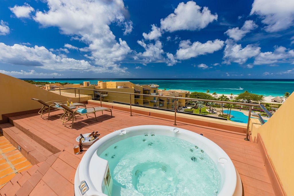 Property Image 1 - Oceanfront Penthouse 4BR w/ Roof Top Deck w/ Jacuzzi @ Eagle Beach