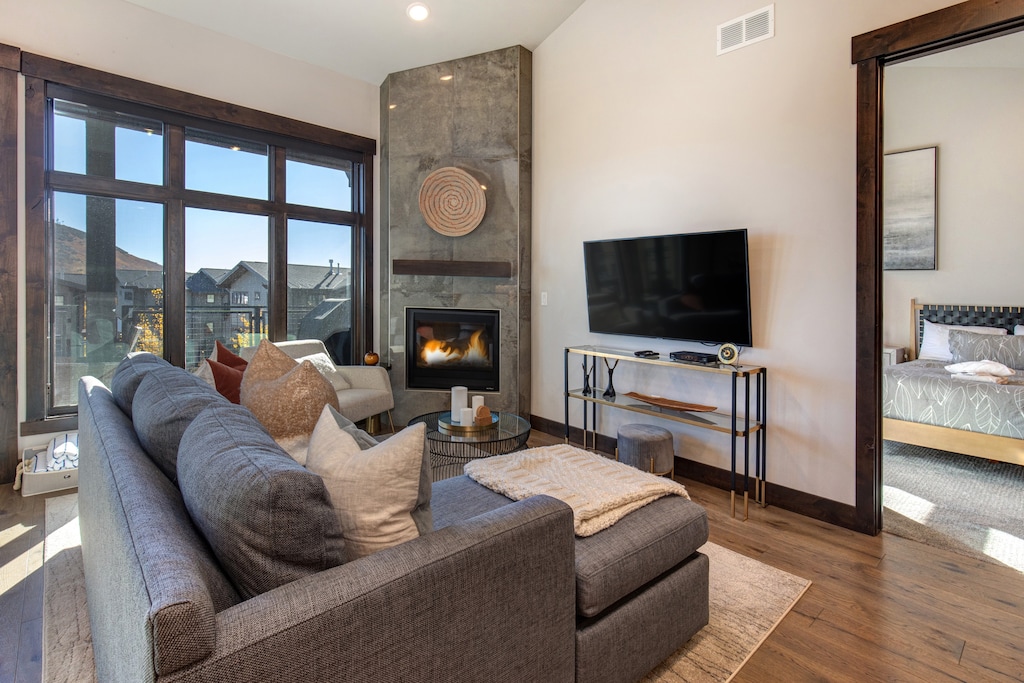 Living Room with a private balcony and expansive views