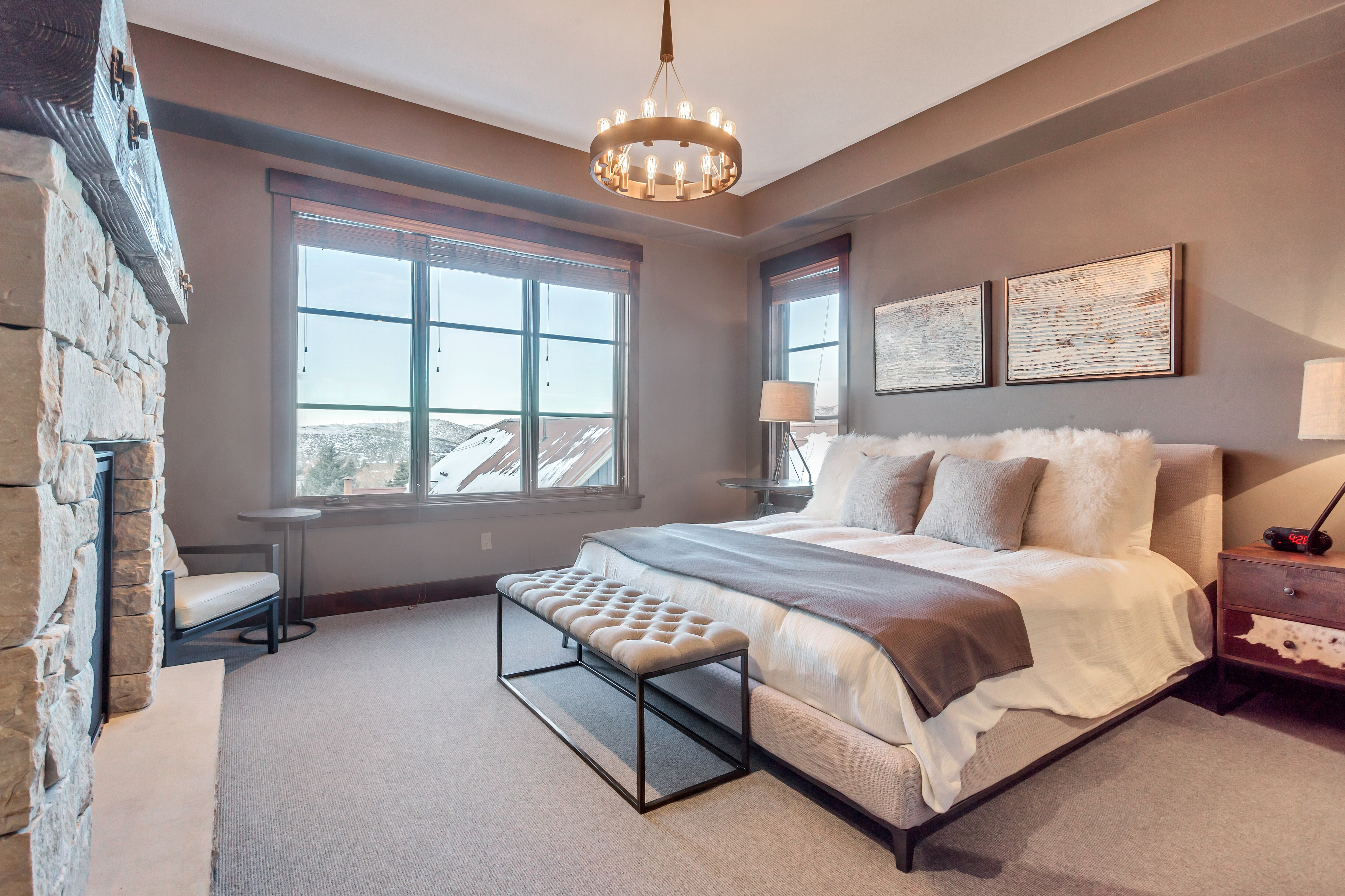 Grand Master Suite with a King Bed, Warm Gas Fireplace, TV and Mountain Views
