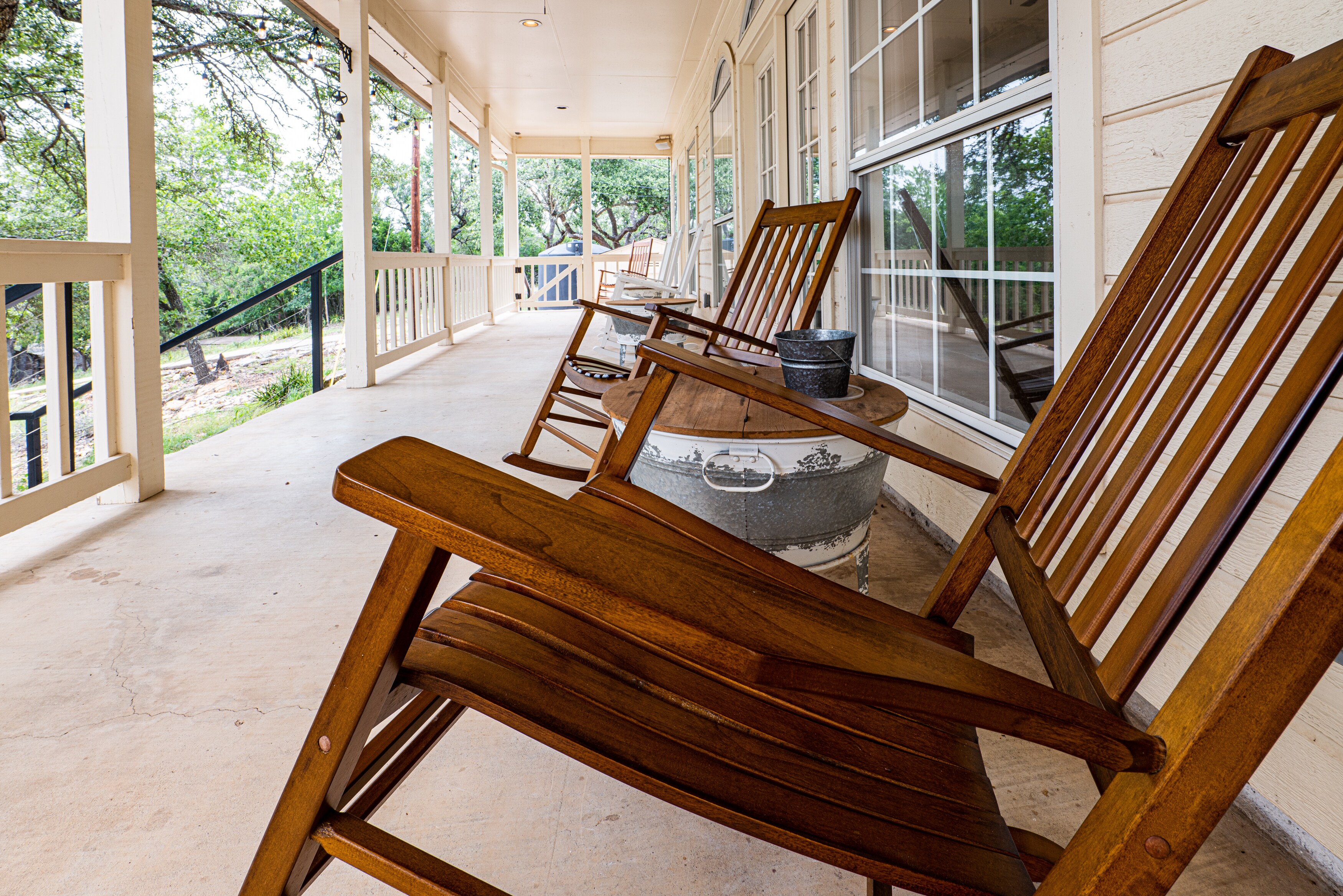 Enjoy the view in seating found on the covered porches.