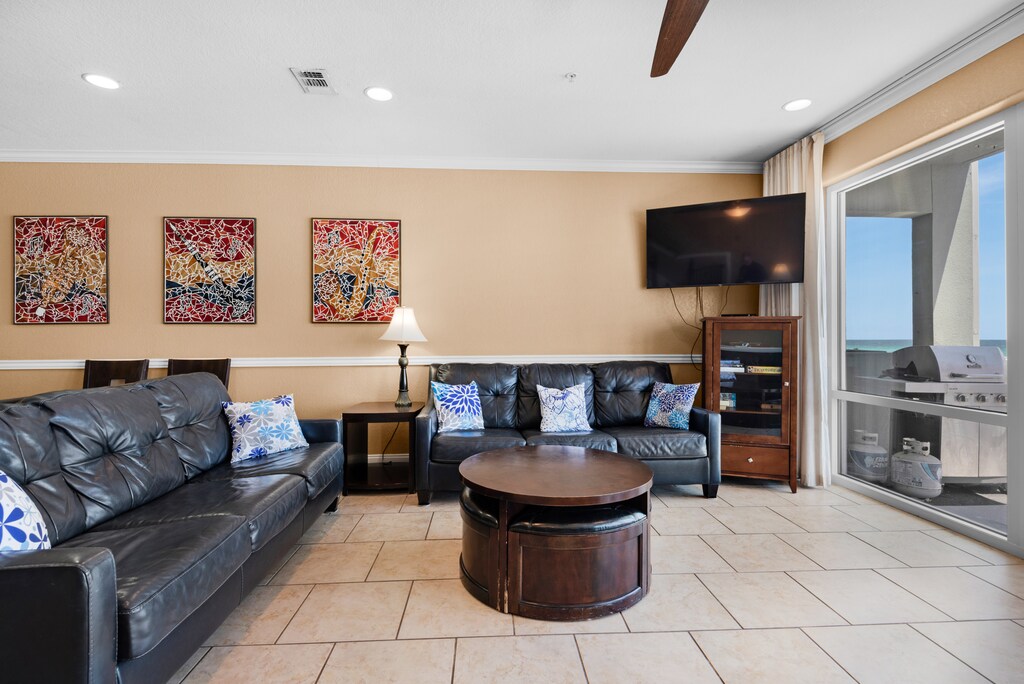 Enjoy a movie on the flat screen TV