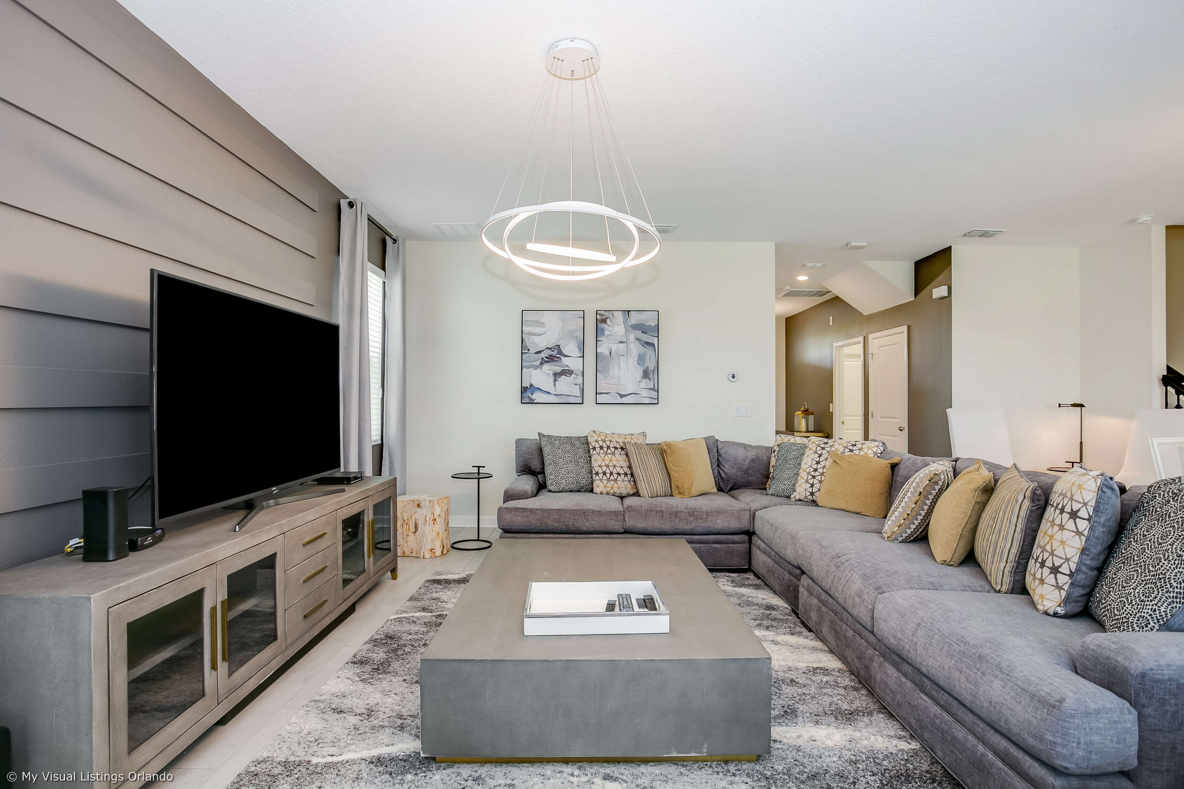 - Lush Living Area of the Home in Florida - Comfy sofa creates a warm and inviting space for relaxation and entertainment  - Smart TV and Netflix - Luxurious decor and lighting for a lavish ambiance
