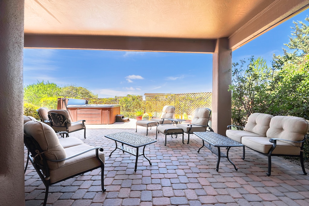 Covered Paver Patio in a Peaceful Setting