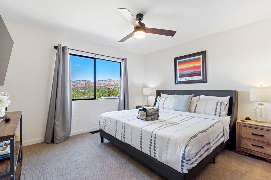 Bedroom 2 with a King Bed and Smart TV, Access to Full Shared Bath