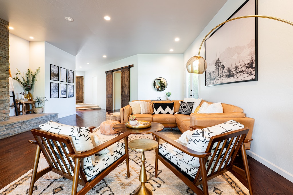 Open Floor Plan with Stunning Hardwood Flooring Throughou