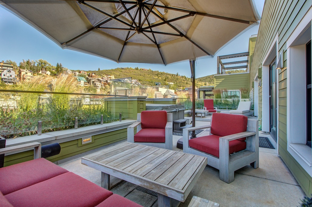 Large Patio with Old Town and Mountain Views