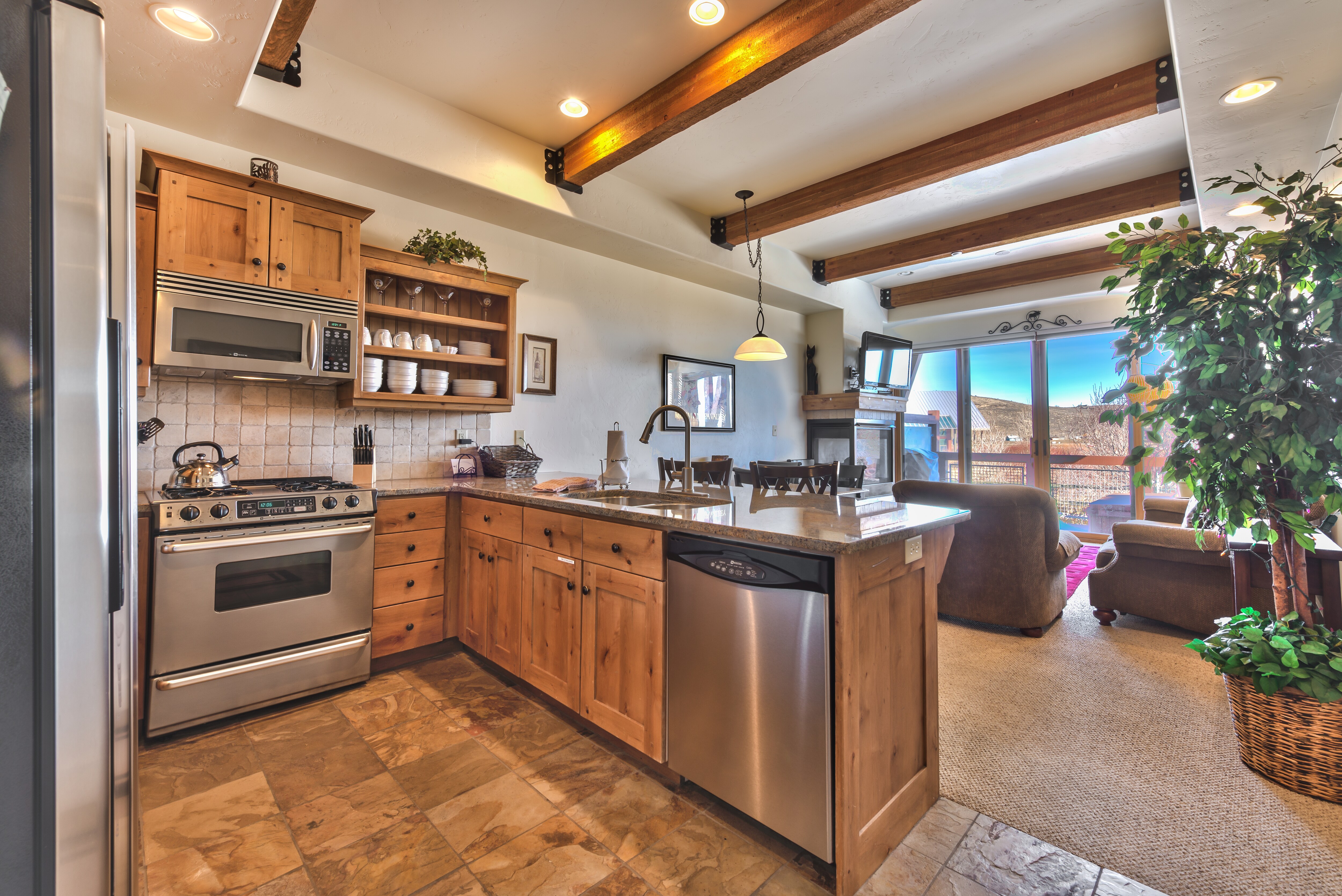 Entry into Great Room with Kitchen, Dining Area and Living Room