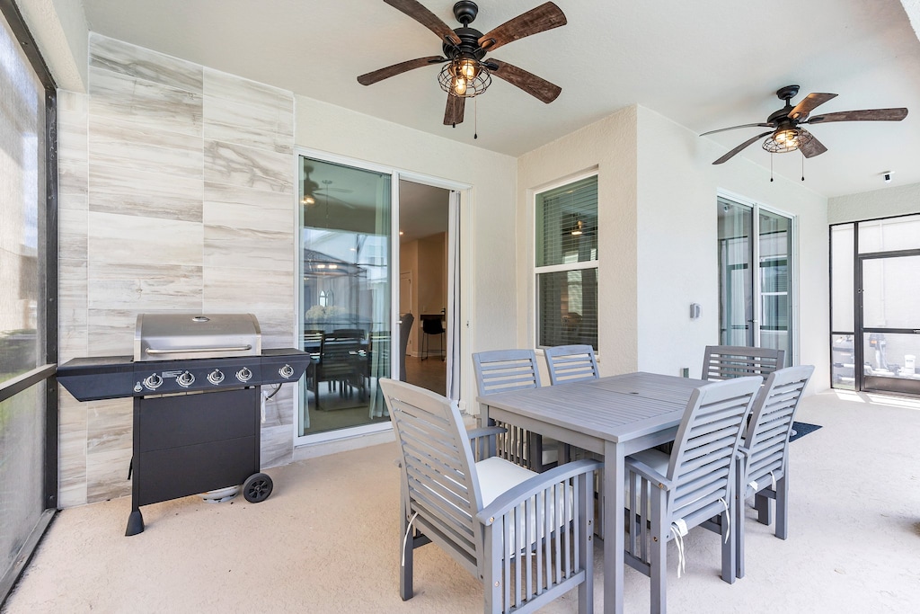 BBQ Retreat: Escape to our outdoor dining haven, featuring a griller, where the enticing aroma of grilled delights fills the air.