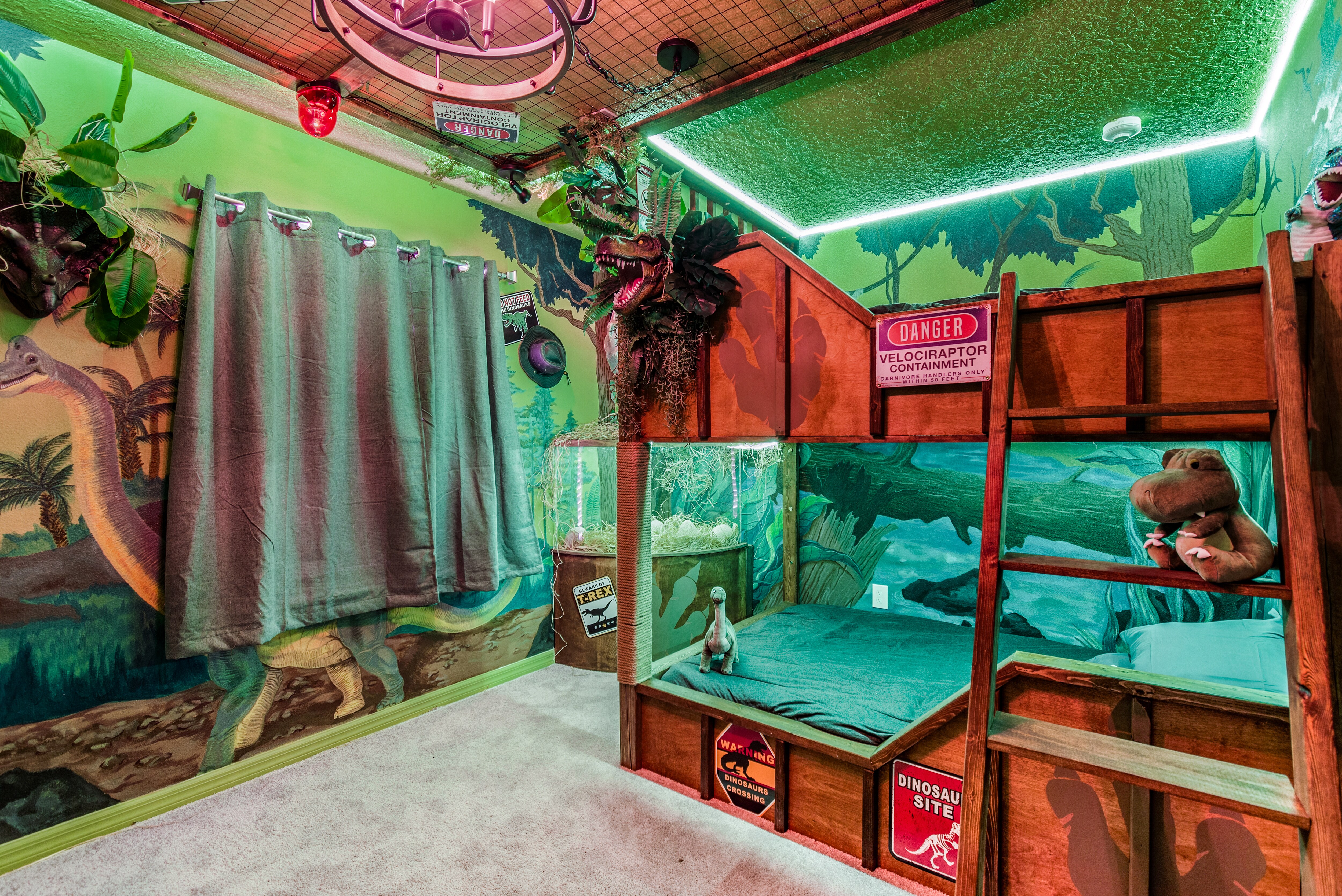 Experience the wild side in our Jungle Adventure Bedroom. With cozy bunk bed, this room offers a unique and exciting stay for children who love adventure.