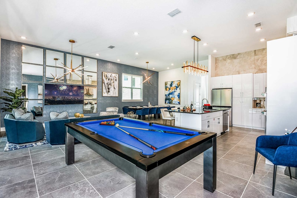 Living Room w/ Pool Table