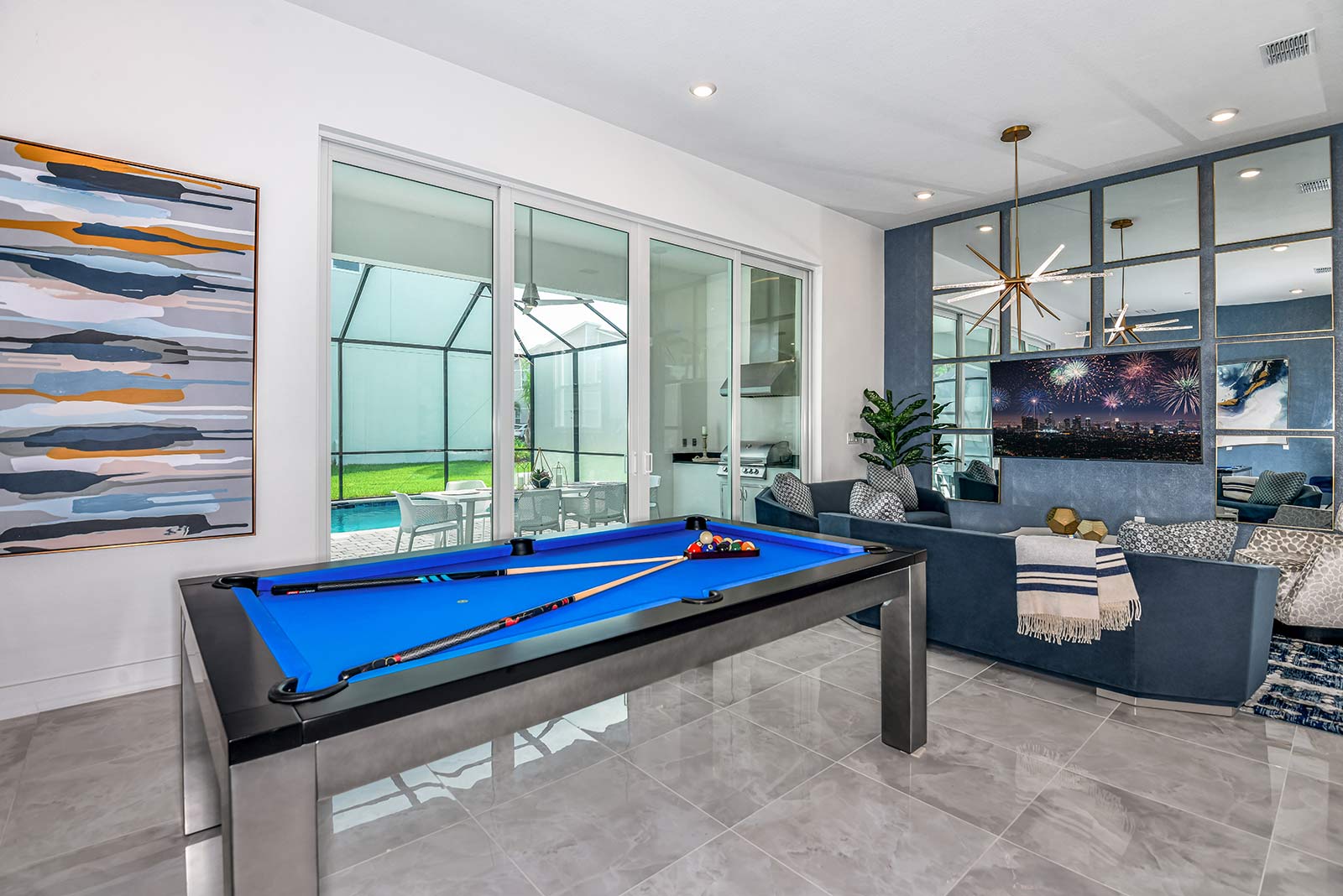 Living Room w/ Pool Table