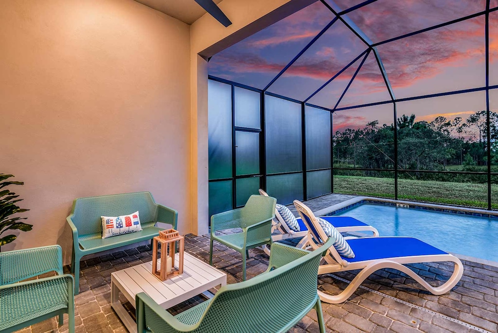 Private Pool & Patio at Twilight