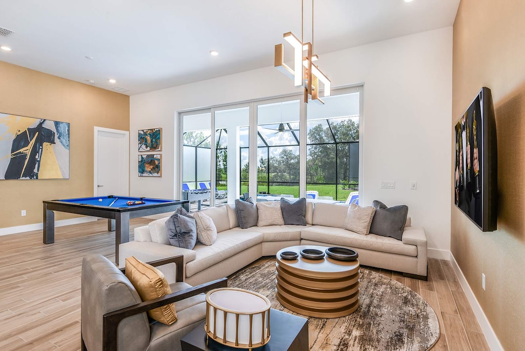 Living Room w/ Pool Table