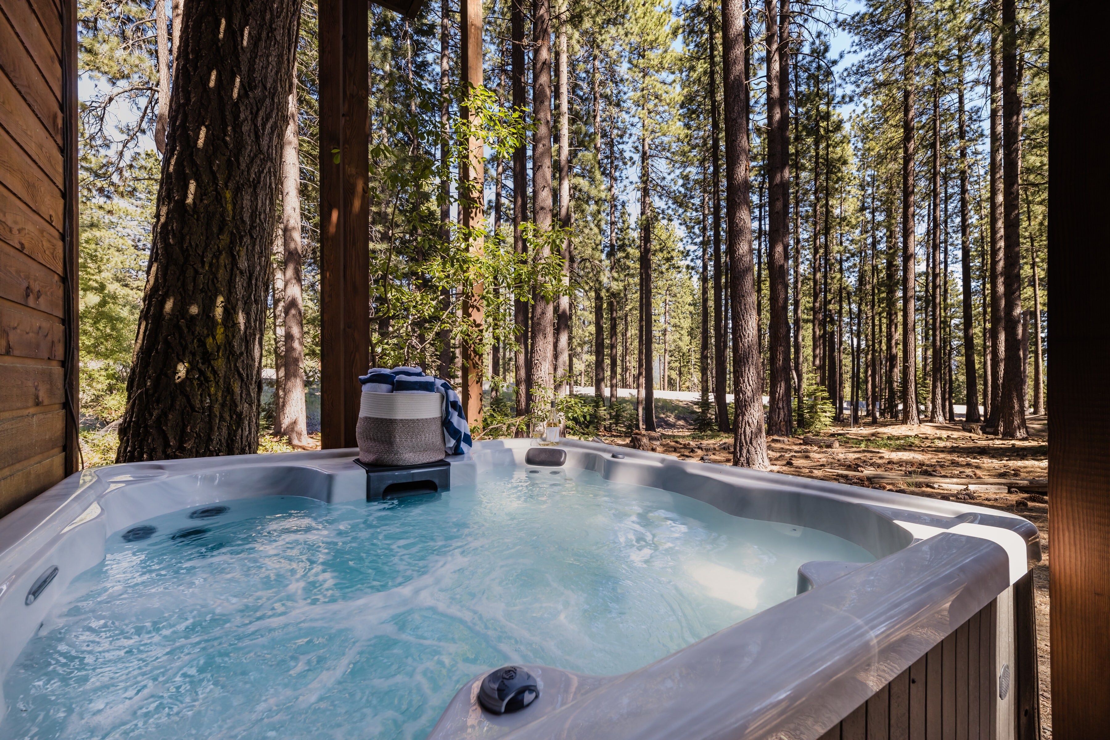 Jacuzzi in the woods.