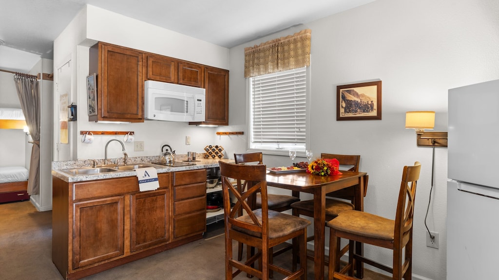 Kitchen stocked with essentials.