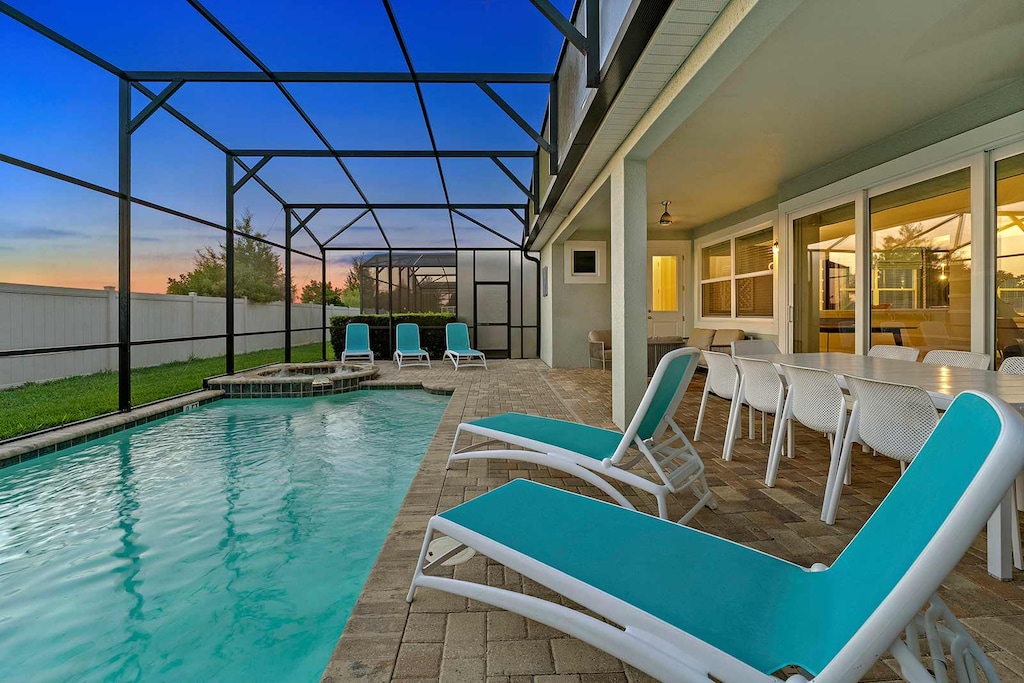 Private Pool & Patio at Twilight