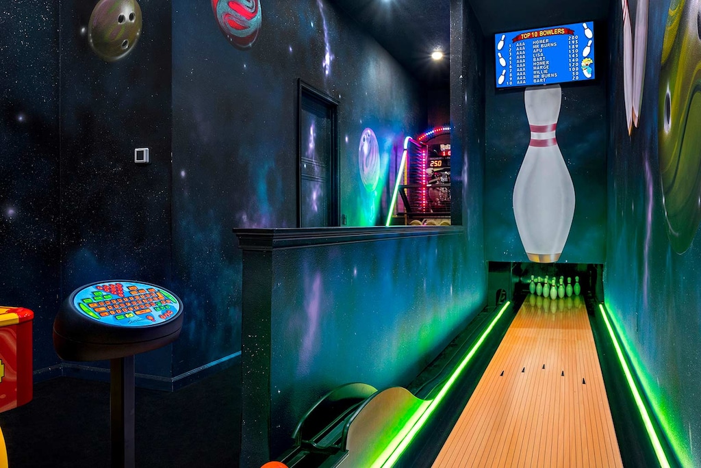 Arcade w/ Bowling Alley, Air Hockey Table and Basketball Game