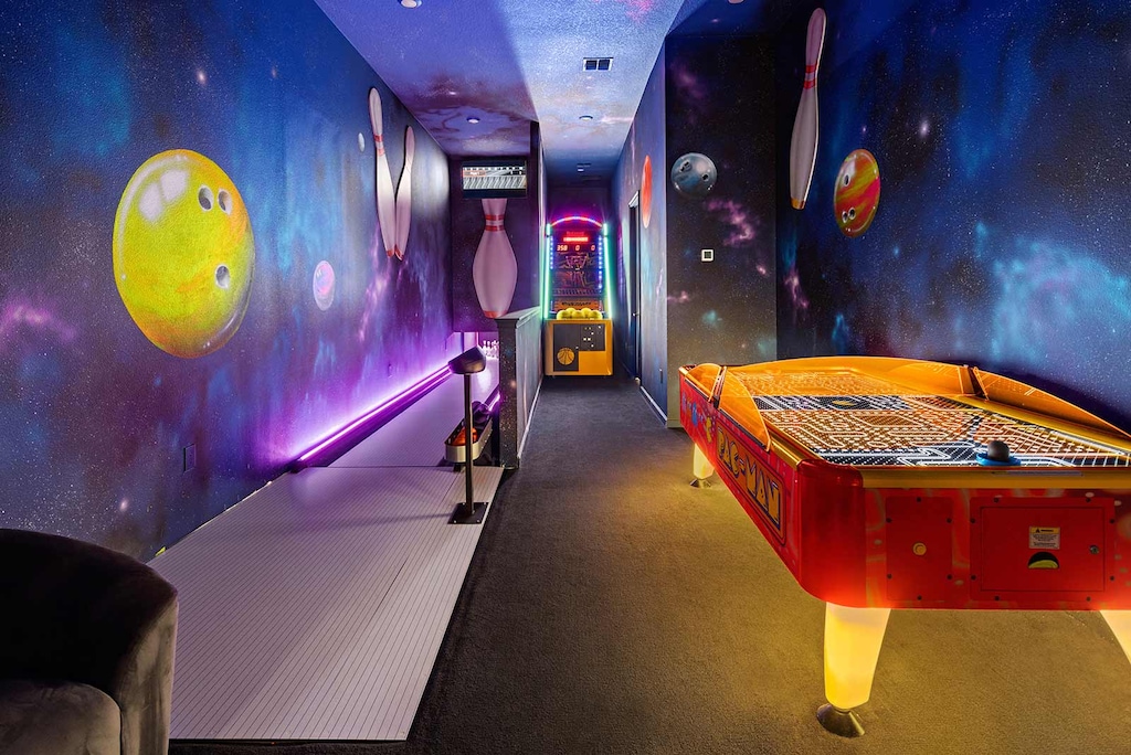 Arcade w/ Bowling Alley, Air Hockey Table and Basketball Game *Highlight*