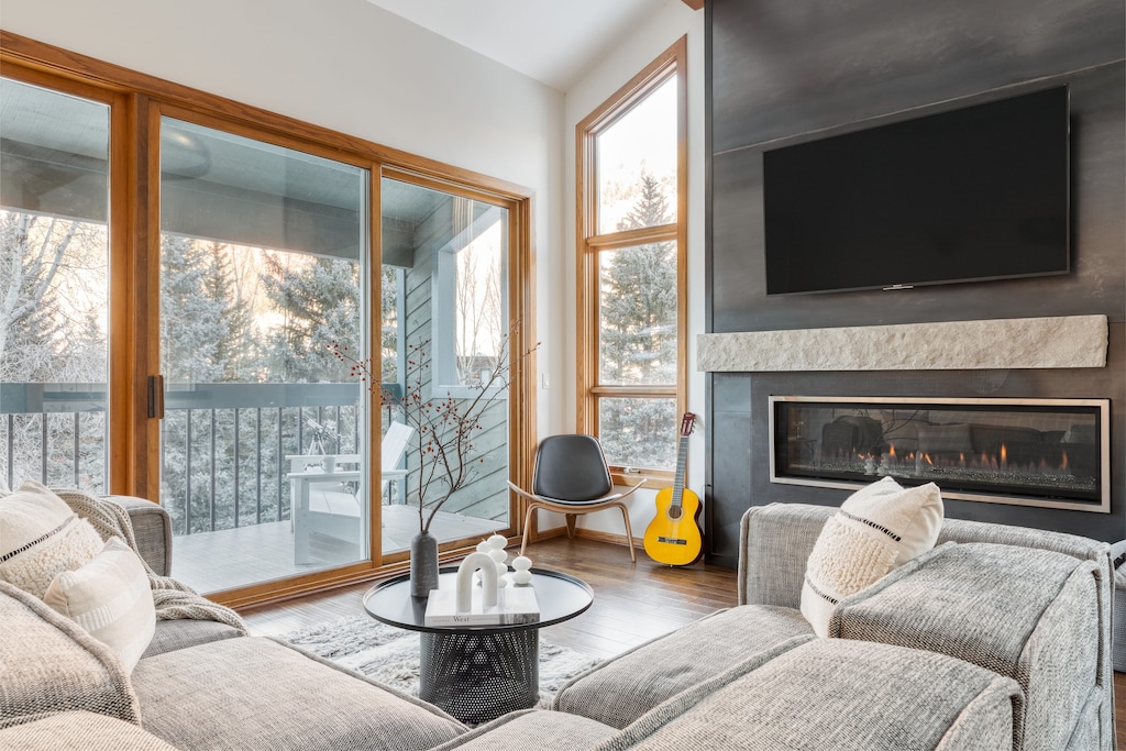 Stay cozy by the fire.